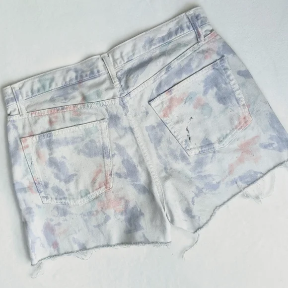 John Elliott Denim Shorts Tie Dye 5-Pocket Fray Hem White Purple Push Pop 29 NWT - Picture 7 of 14